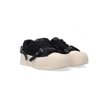 Tenisi flatform din piele intoarsa