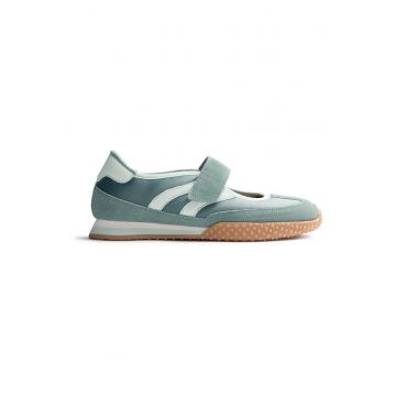 Pantofi casual din piele intoarsa cu bareta cu inchidere velcro Chadron - Verde