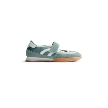 Pantofi casual din piele intoarsa cu bareta cu inchidere velcro Chadron - Verde