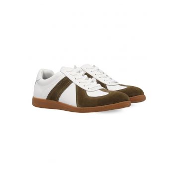 Pantofi sport cu garnituri din piele si cu sireturi -