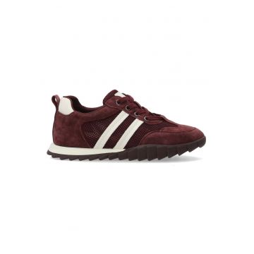 Pantofi sport cu insertii de piele intoarsa si varf rotund