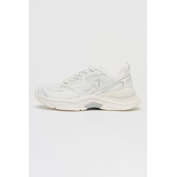 Pantofi sport cu logo si sireturi - Gri deschis/Alb murdar