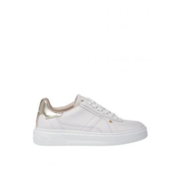 Pantofi sport de piele cu garnitura contrastanta - Alb