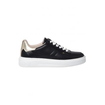 Pantofi sport de piele cu garnitura contrastanta - Negru