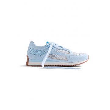 Pantofi sport de piele cu garnituri de plasa Roxas - Albastru pastel