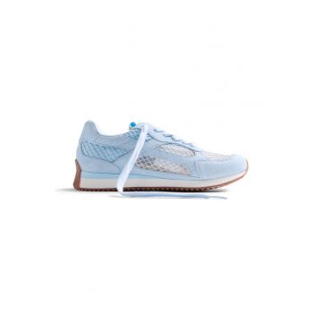 Pantofi sport de piele cu garnituri de plasa Roxas - Albastru pastel