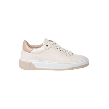 Pantofi sport de piele cu talpa plata - Alb murdar