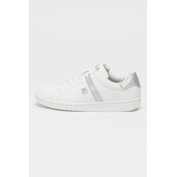 Pantofi sport de piele ecologica cu insertii stralucitoare Crosscourt 2 - Alb/Argintiu