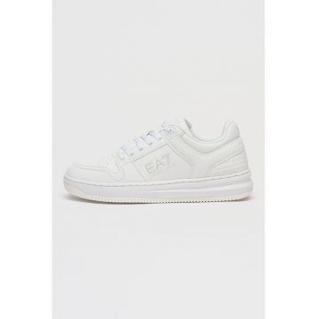 Pantofi sport de piele ecologica cu logo - Alb optic