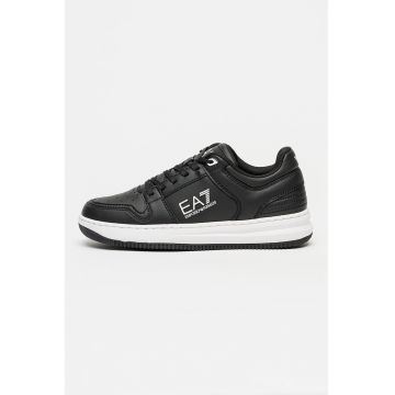 Pantofi sport de piele ecologica cu logo - Negru/Alb optic