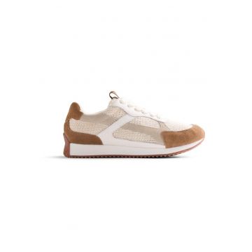 Pantofi sport de piele intoarsa cu garnituri crosetate Busia - Bej