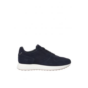 Pantofi sport de piele intoarsa cu talpa wedge - Albastru