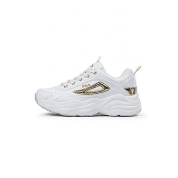 Pantofi sport demi-wedge cu detalii cu aspect metalic - Auriu/Alb optic