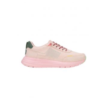Pantofi sport din material textil - Verde inchis/Piersica