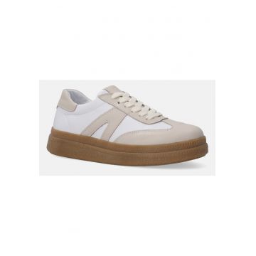 Pantofi sport din piele cu aplicatii contrastante
