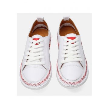 Pantofi sport din piele cu cusaturi contrastante