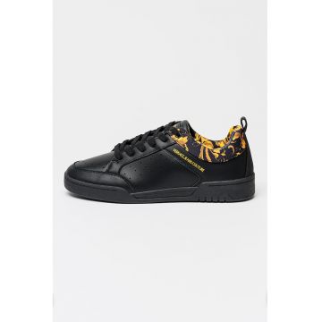 Pantofi sport din piele cu detalii contrastante - Negru