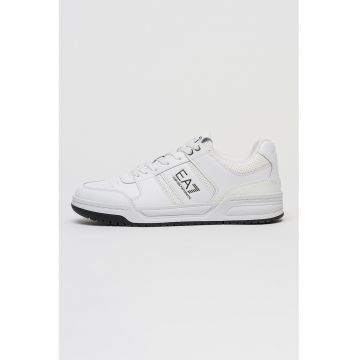 Pantofi sport din piele cu model cu perforatii - Negru stins/Alb optic