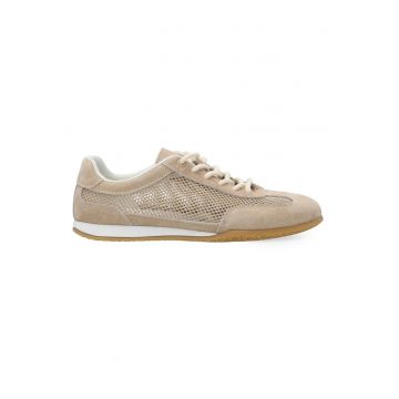 Pantofi sport din piele intoarsa cu insertii din plasa