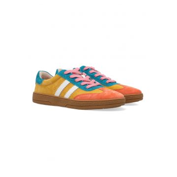 Pantofi sport din piele intoarsa cu model colorblock