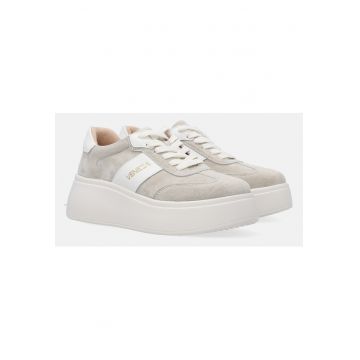 Pantofi sport din piele intoarsa cu talpa wedge si logo