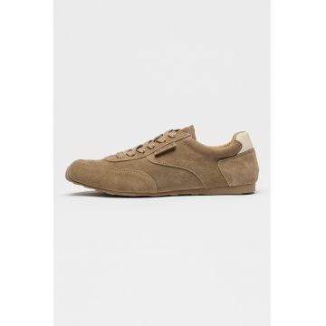 Pantofi sport din piele intoarsa si piele - Maro taupe
