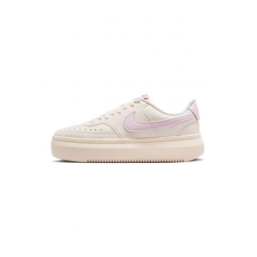 Pantofi sport din piele si piele ecologica cu talpa flatform Court Vision - Lila/Crem