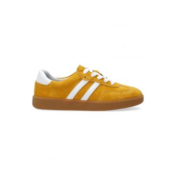 Pantofi sport din piele si piele intoarsa - cu profil jos