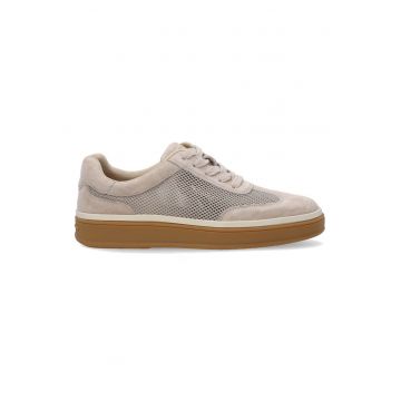 Pantofi sport din plasa cu insertii de piele intoarsa