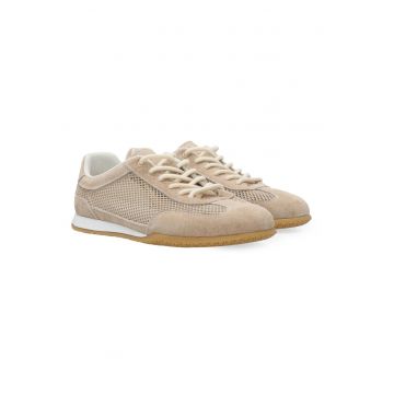 Pantofi sport din plasa cu piele intoarsa