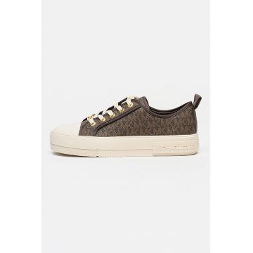 Pantofi sport Evy din piele ecologica cu sireturi - Maro
