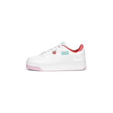 Pantofi sport flatform de piele cu detaliu talisman Carina Street - Alb/Coral/Roz