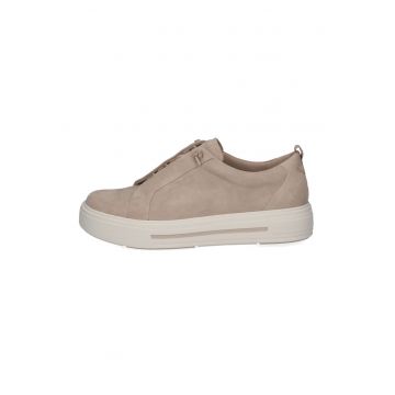 Pantofi sport flatform de piele - Maro nisip
