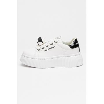 Pantofi sport flatform din piele cu detalii monograma - Negru stins/Alb optic/Argintiu