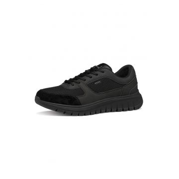 Pantofi sport Herren din material textil cu insertii din piele ecologica - Negru