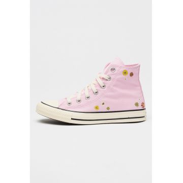 Pantofi sport high-cut Chuck Taylor All Star cu model floral - Roz pastel