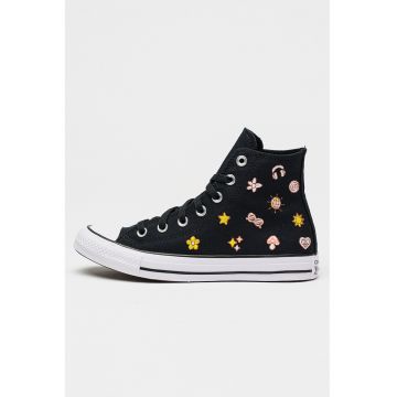 Pantofi sport high-top Chuck Taylor All Star cu broderie - Negru