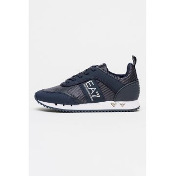 Pantofi sport low-cut cu logo - Alb optic/Bleumarin