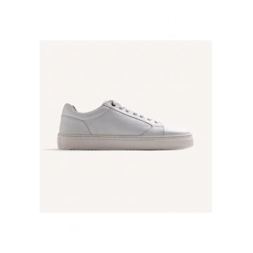 Pantofi sport low-cut cu model uni - Alb murdar