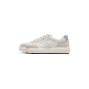 Pantofi sport low-cut de piele cu perforatii - Gri/Alb murdar