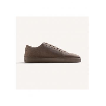 Pantofi sport low-cut din piele intoarsa - Maro taupe