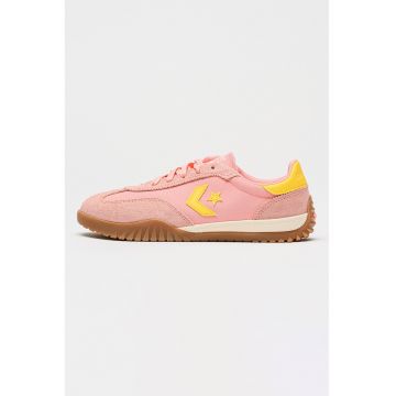 Pantofi sport low-cut Run Star crosetati cu insertii de piele intoarsa - Galben/Roz
