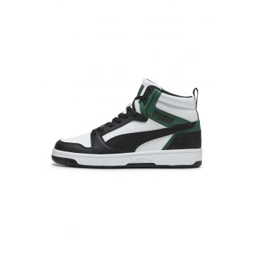 Pantofi sport mid-high din piele ecologica Rebound - Alb/Verde/Negru