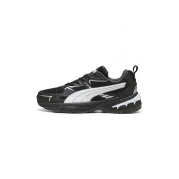Pantofi sport Milenio Tech 2000 de plasa si piele ecologica - Negru/Alb optic