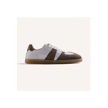 Pantofi sport Owerri low-cut din piele intoarsa - Alb/Bej inchis