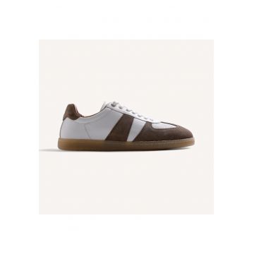 Pantofi sport Owerri low-cut din piele intoarsa - Alb/Bej inchis