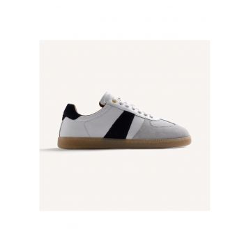 Pantofi sport Owerri low-cut din piele intoarsa - Alb/Gri deschis