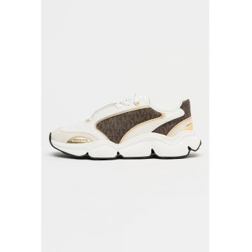 Pantofi sport Renny din piele ecologica - Alb/Auriu/Maro