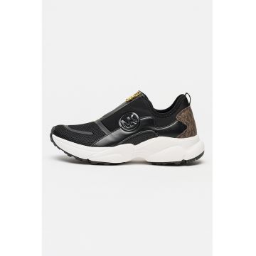 Pantofi sport Sami Zip cu logo - Negru/Maro