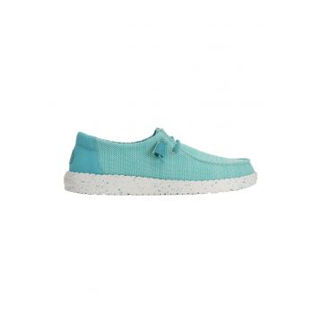 Pantofi sport textili cu talpa plata - Albastru aquamarin
